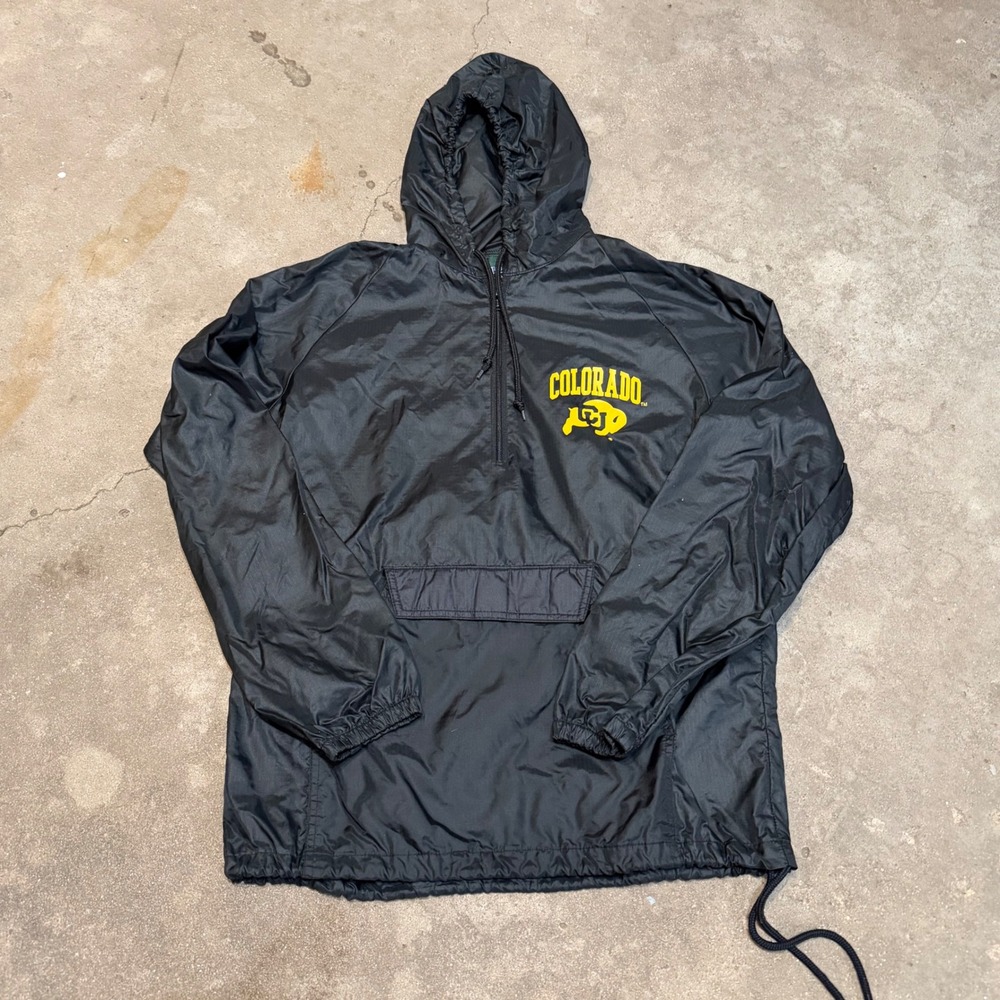 VTG 90s MV Sport Windbreaker Men Sm Black Colorado Buffaloes CU Anorak Pullover